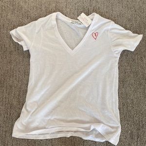White T-Shirt with Heart embroidery